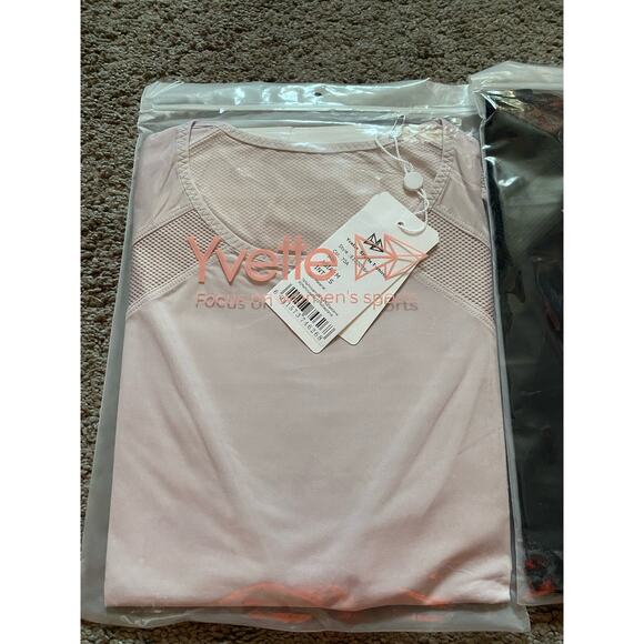 Yvette Women's Black and Lilac Gray Mesh Athletic Tees- Size Small (bundle of 2) - Picture 3 of 10